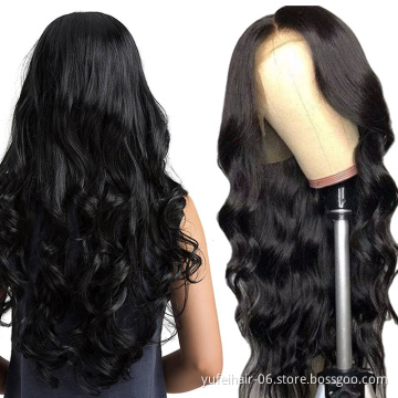 Natural Wave 13*4 Lace Frontal Human Hair Wigs,Full Cuticle Aligned Unprocessed Indian Virgin Body Wave Wigs